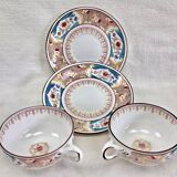 2 anciennes tasses + sous-tasses à thé porcelaine Sarreguemines Minton