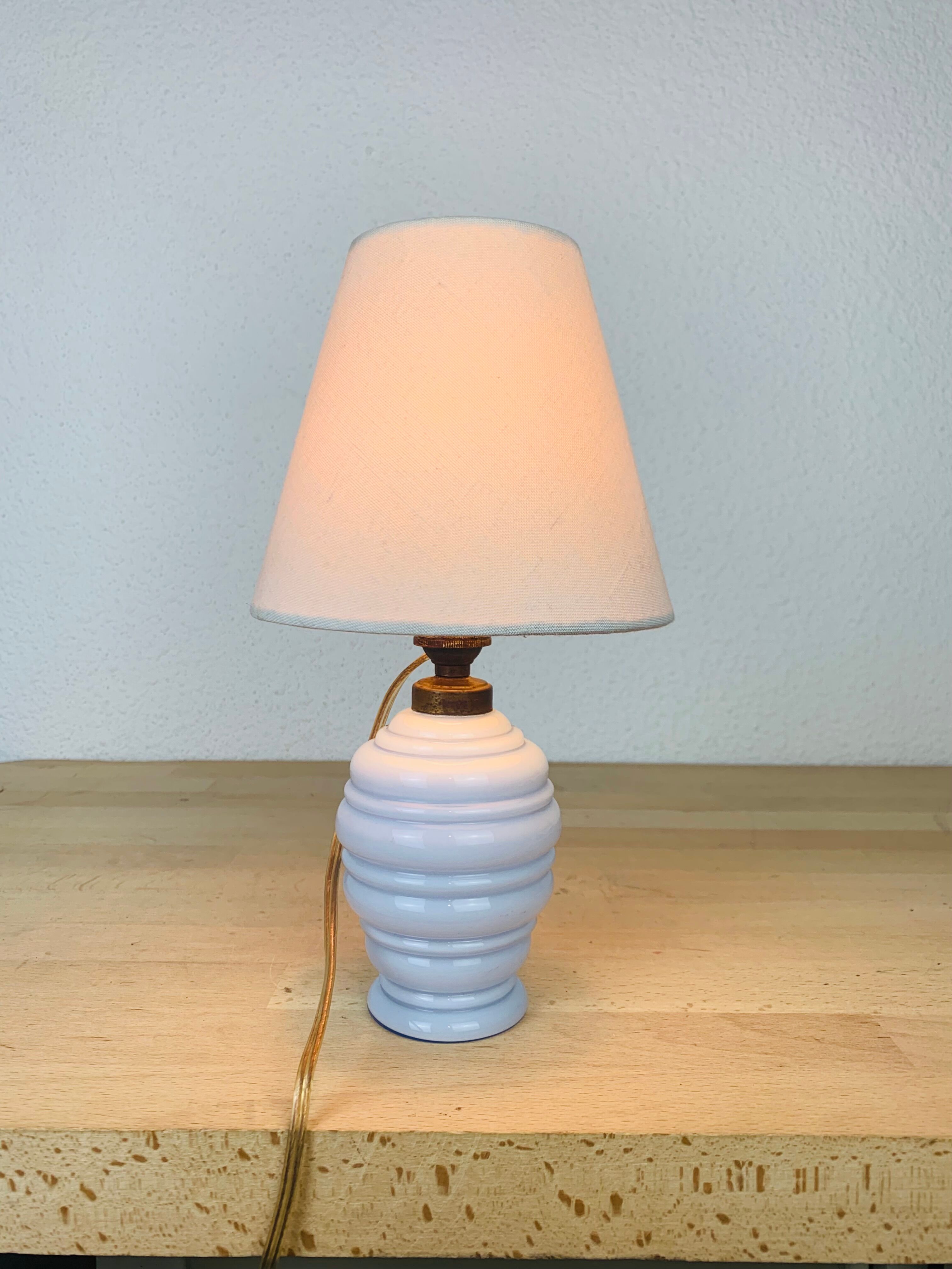 Art Deco blue glass lamp