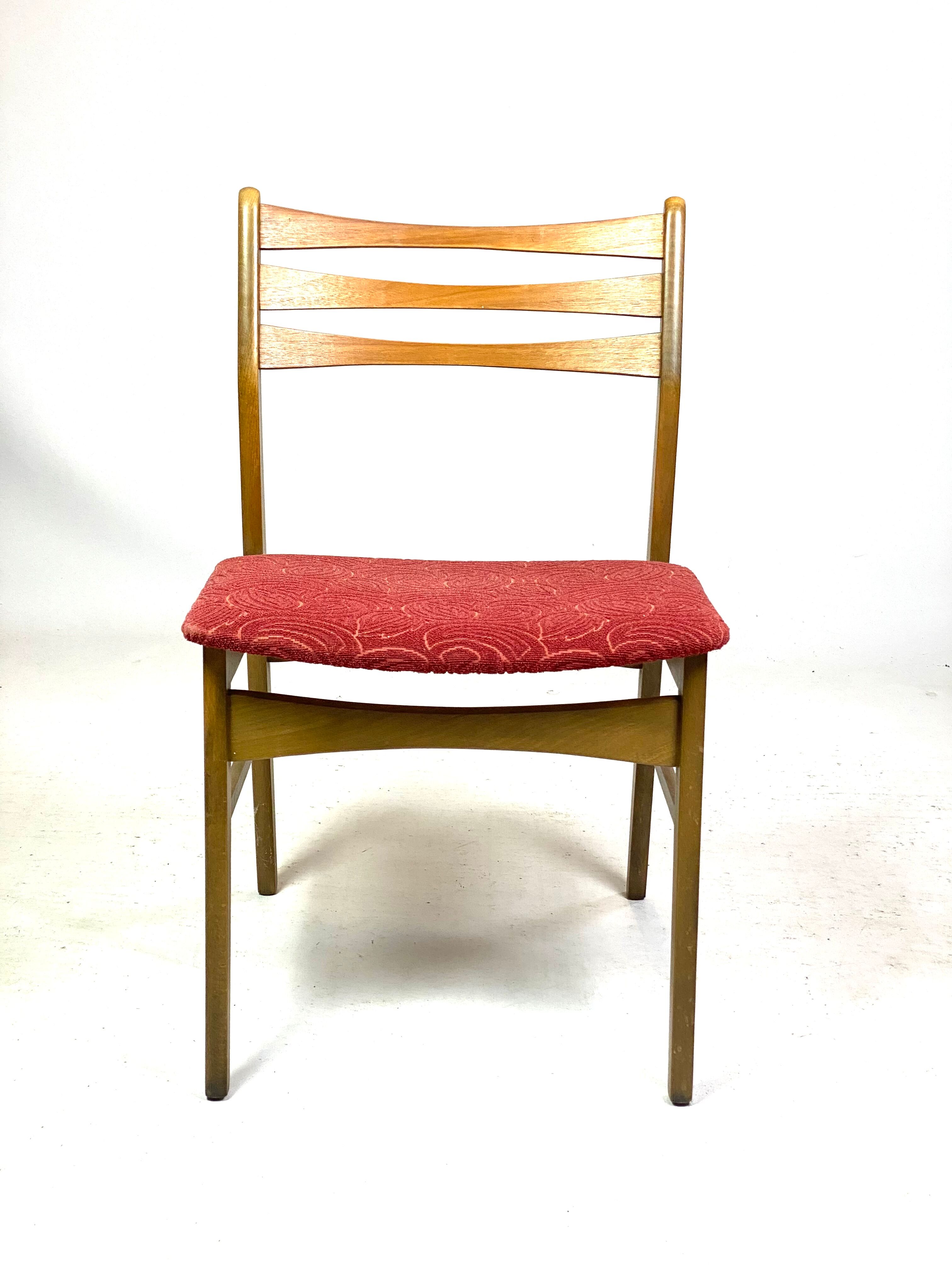 Six dining room chairs in dark polished wood, Danish design, 1960s