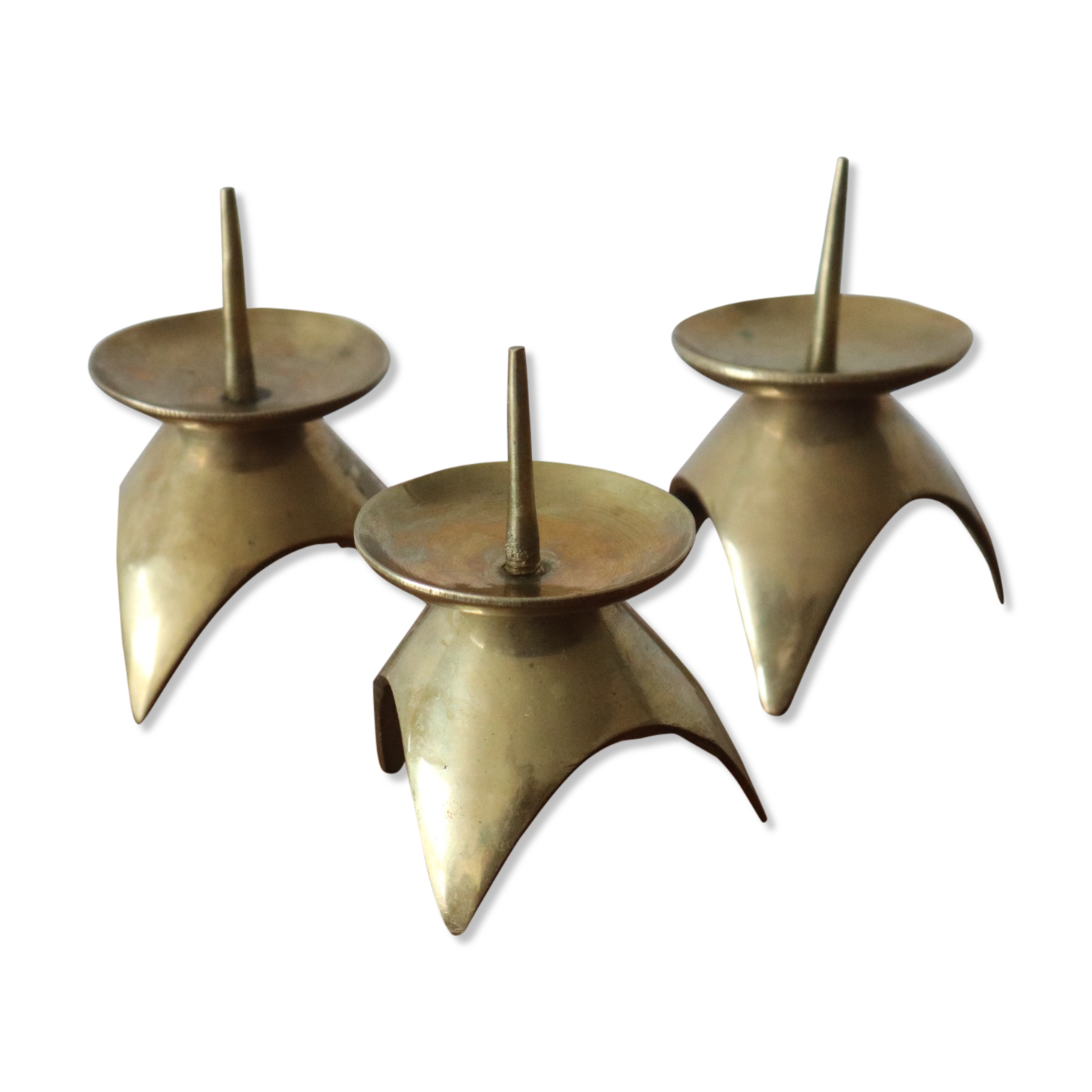 Set de 3 bougeoirs en laiton