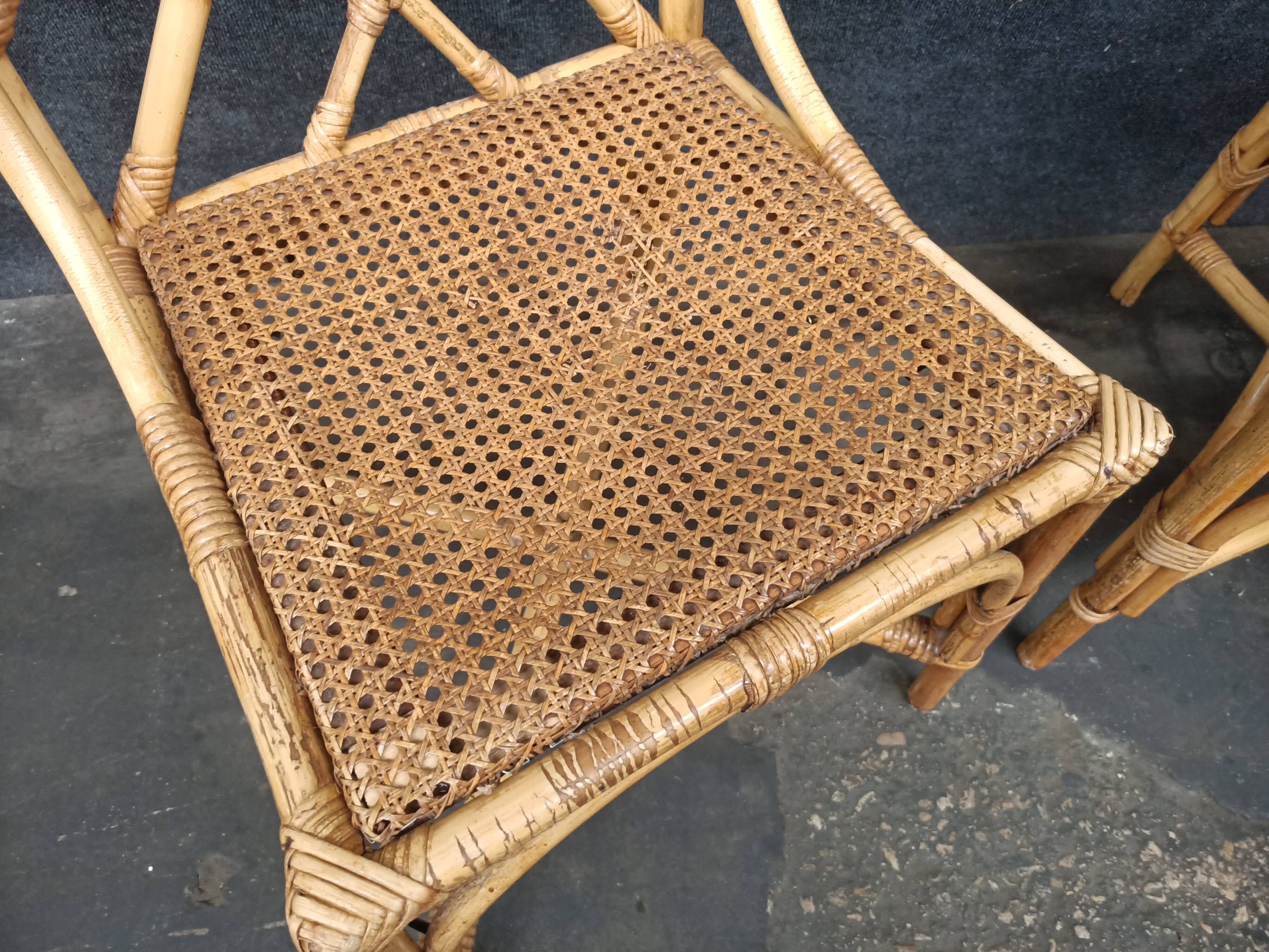 Pair of rattan chairs Italian work