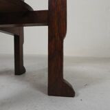 Table Art Déco avec plateau en laiton, Amsterdam School, années 1930