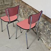 Paire de chaises en formica rose