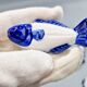 Set of 11 vintage blue and white porcelain fish knife rests.