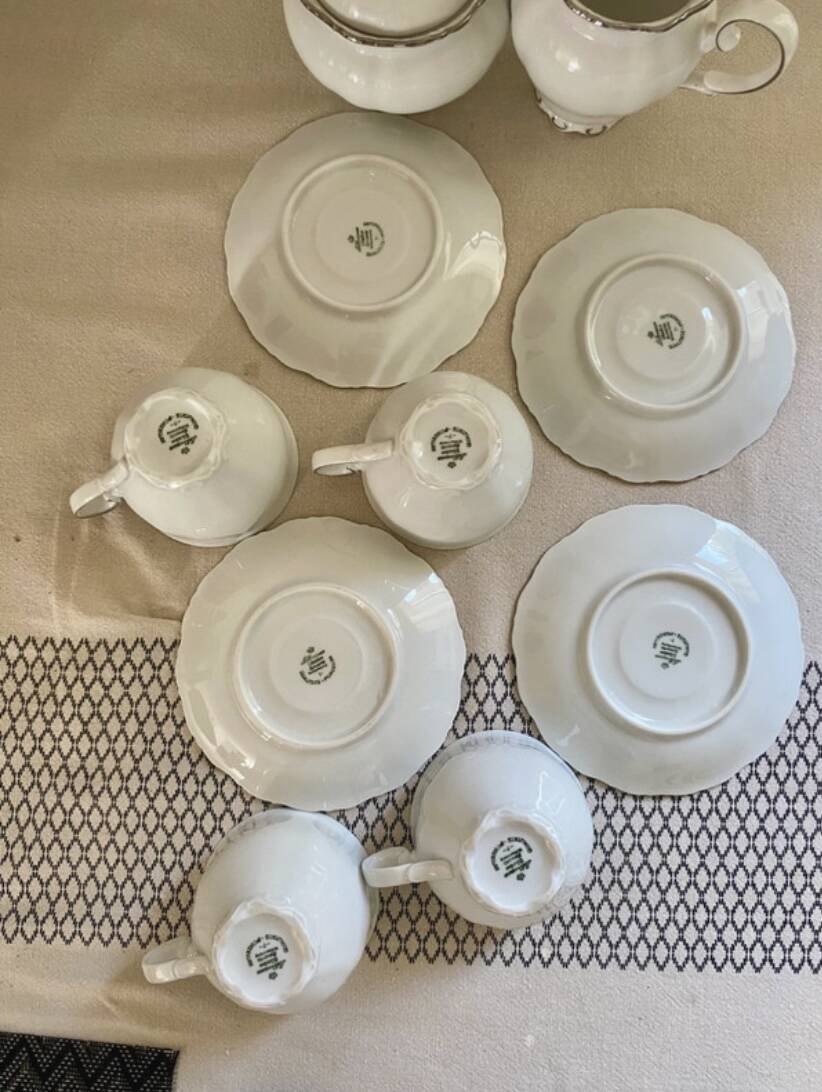 Seiltmann Weiden silver-plated porcelain tea and coffee service