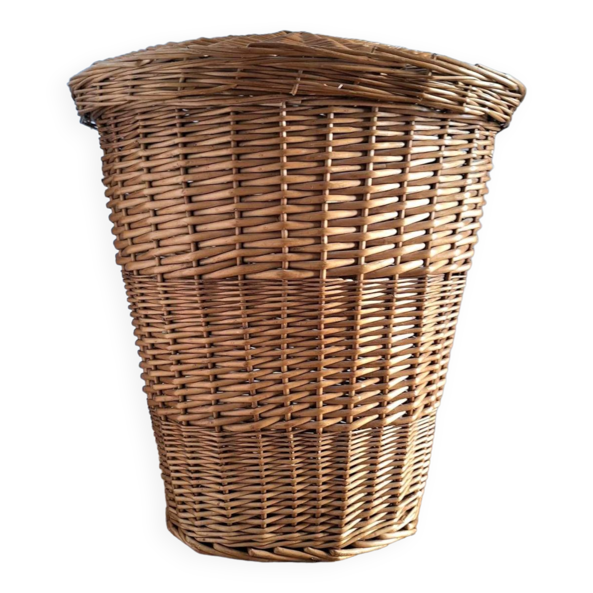 Grand panier vintage en rotin, décoration rétro osier