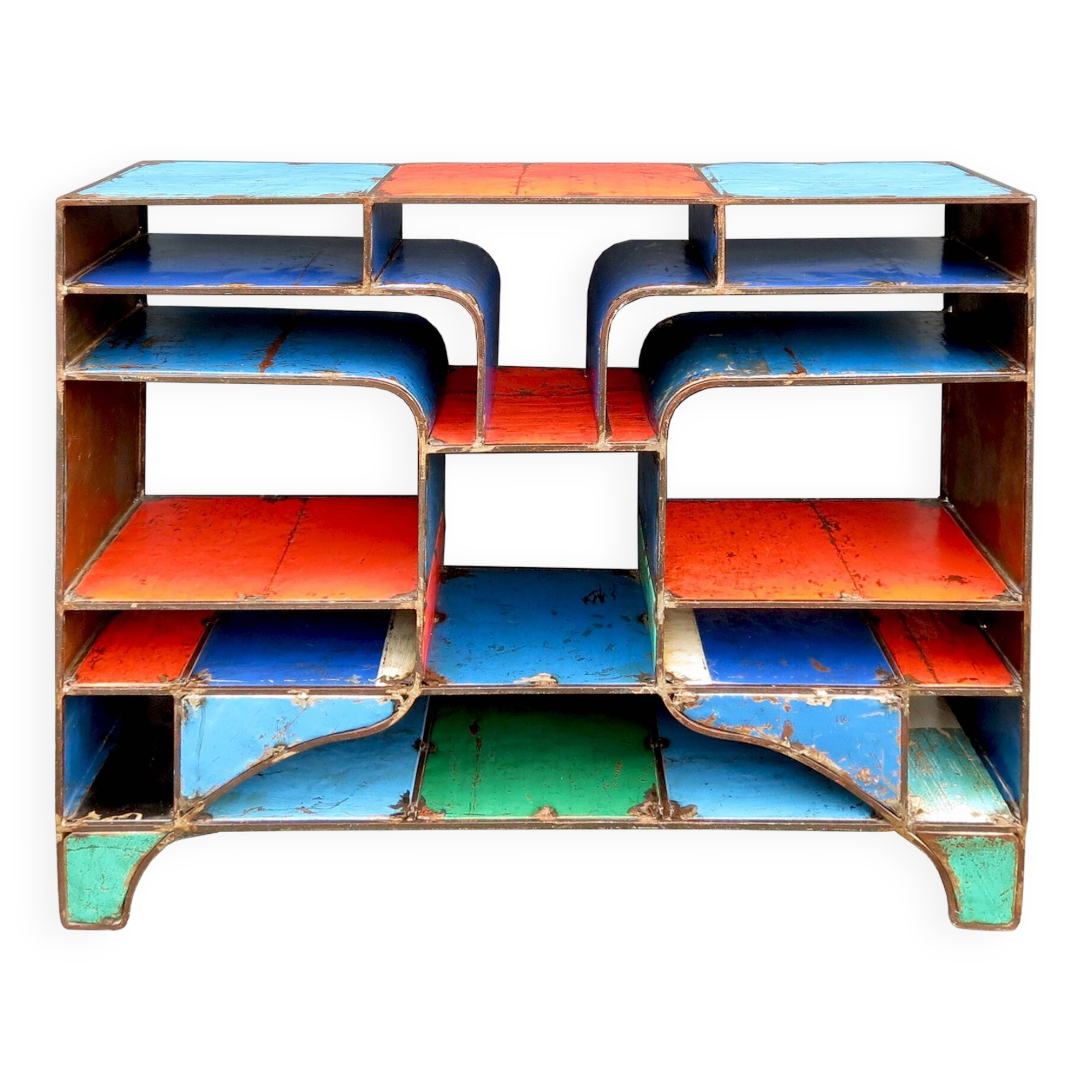 Brutalist shelve of recycled metal, 2000s