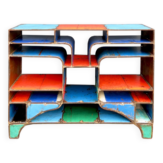 Etagère brutaliste en métal recyclé, années 2000