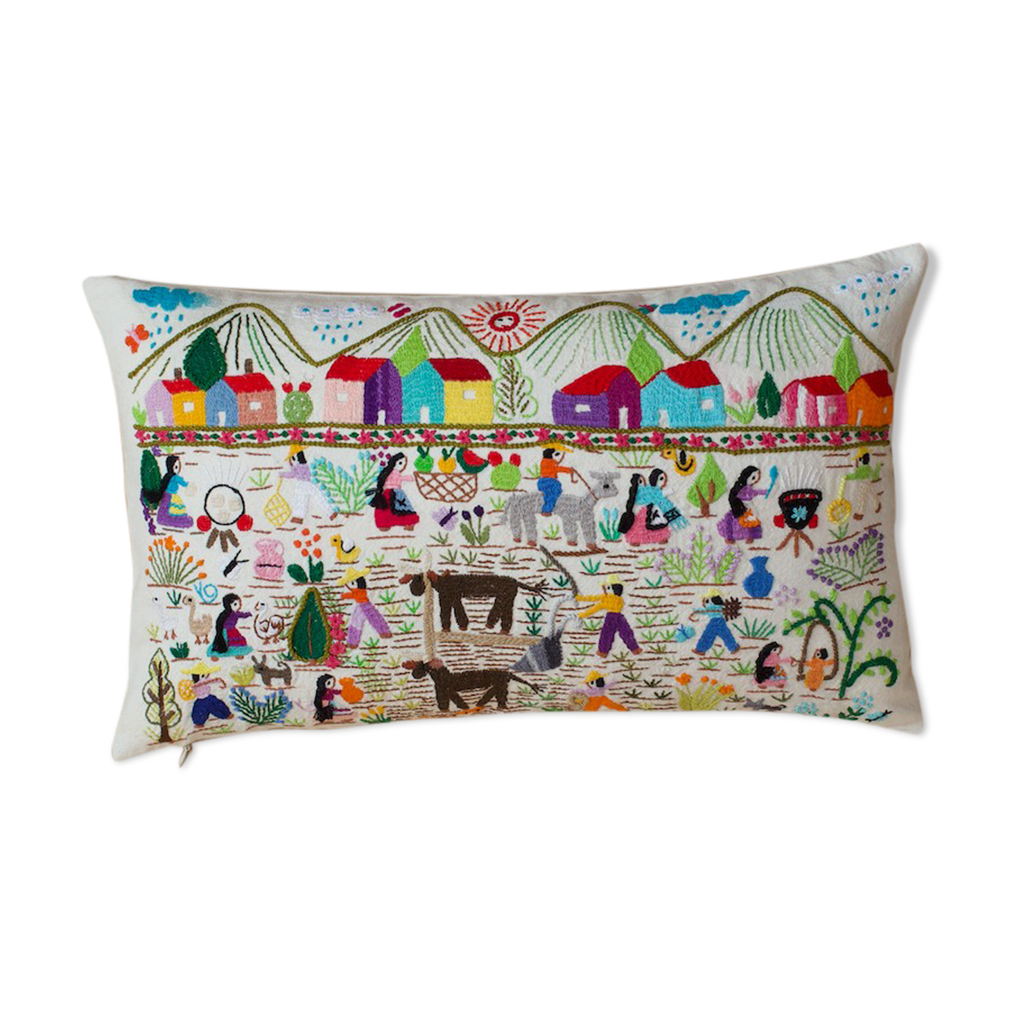 Hand-embroidered cushion