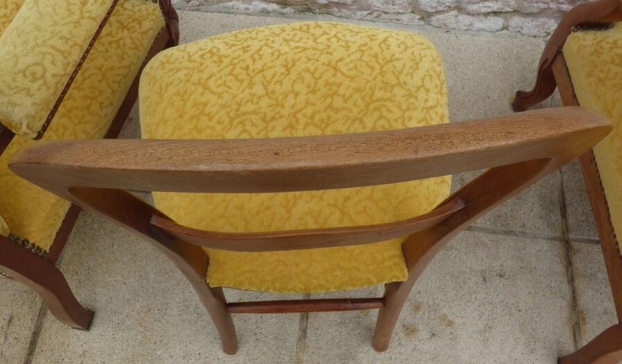 Louis Philippe period chair trimmed with yellow velvet in wood