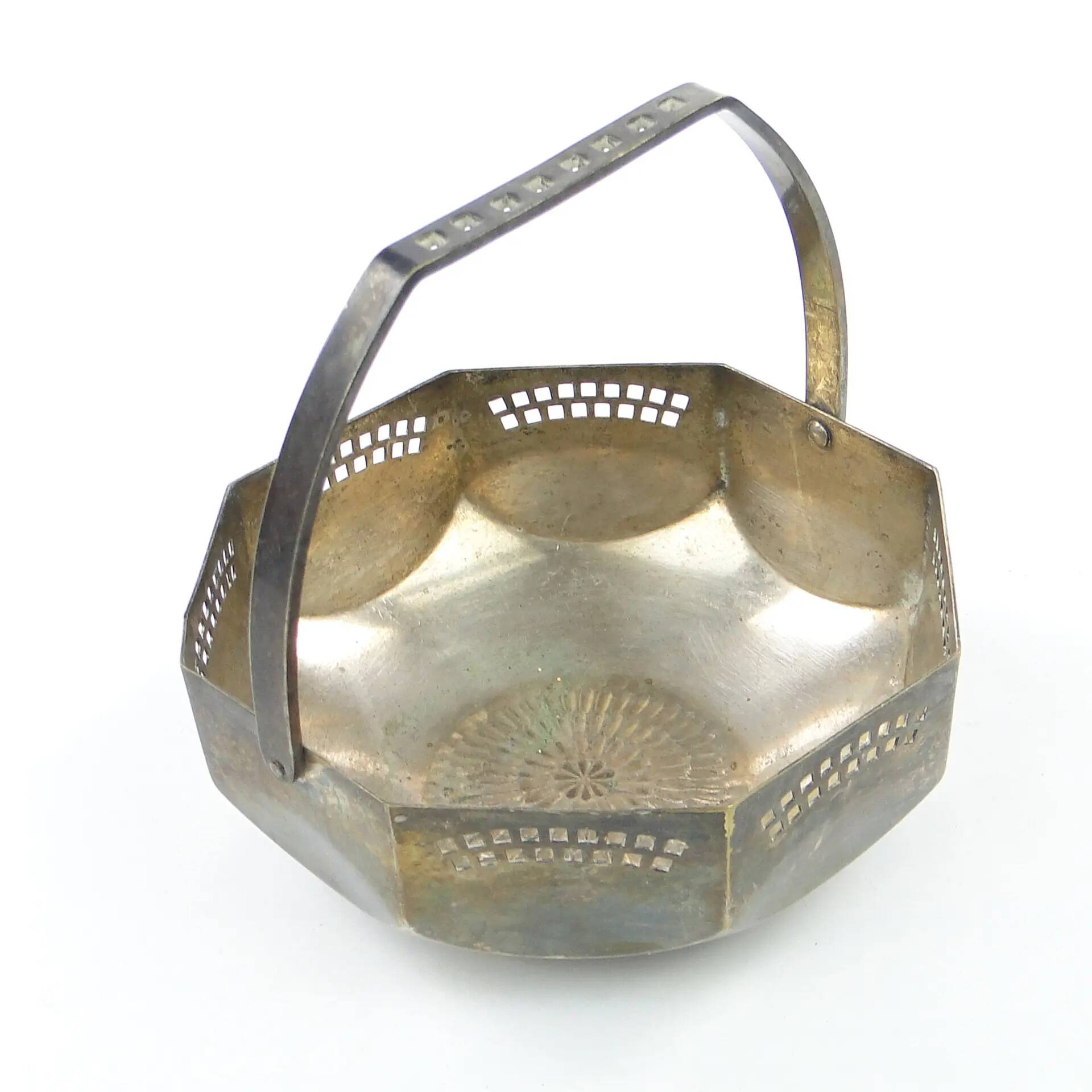 Art Nouveau sugar bowl, silver-plated brass, Austria, early 20th century