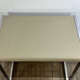 Vintage 70's side table in chrome and beige metal
