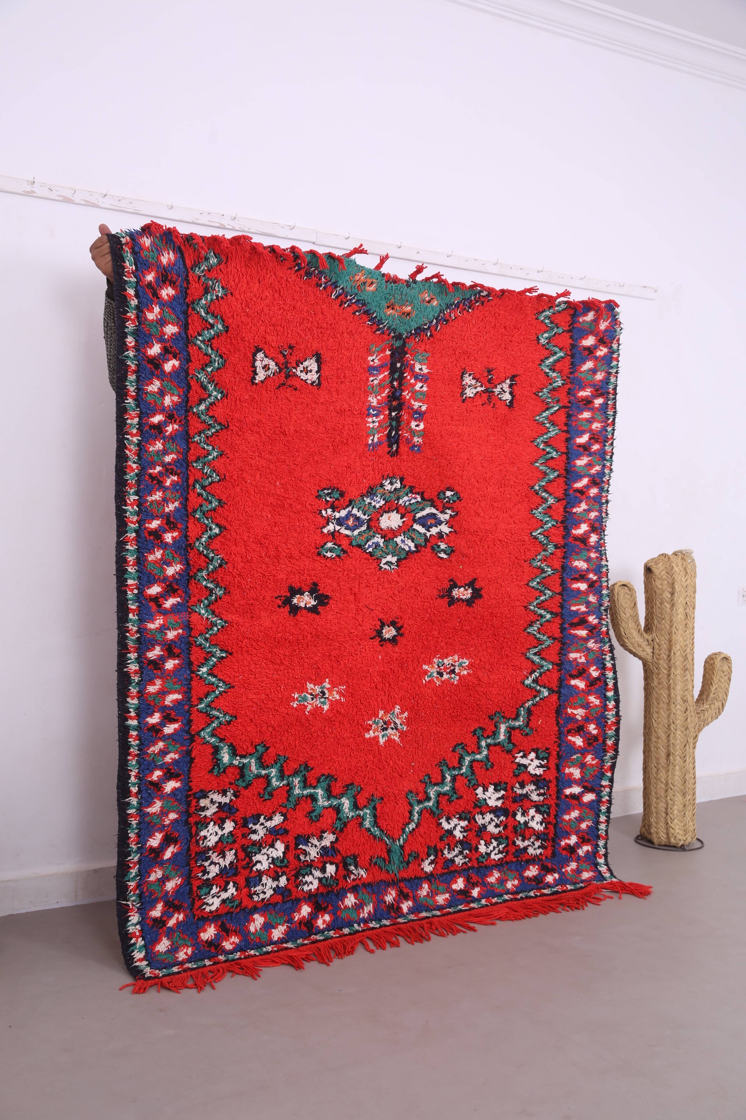 Red Vintage Moroccan Rug 167 x 190 cm - Berber Wool Rug - Handmade Rug Boho