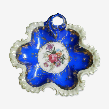 Vide-poche ancien en porcelaine à décor floral