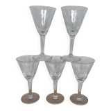Set of 5 engraved glass liqueur glasses