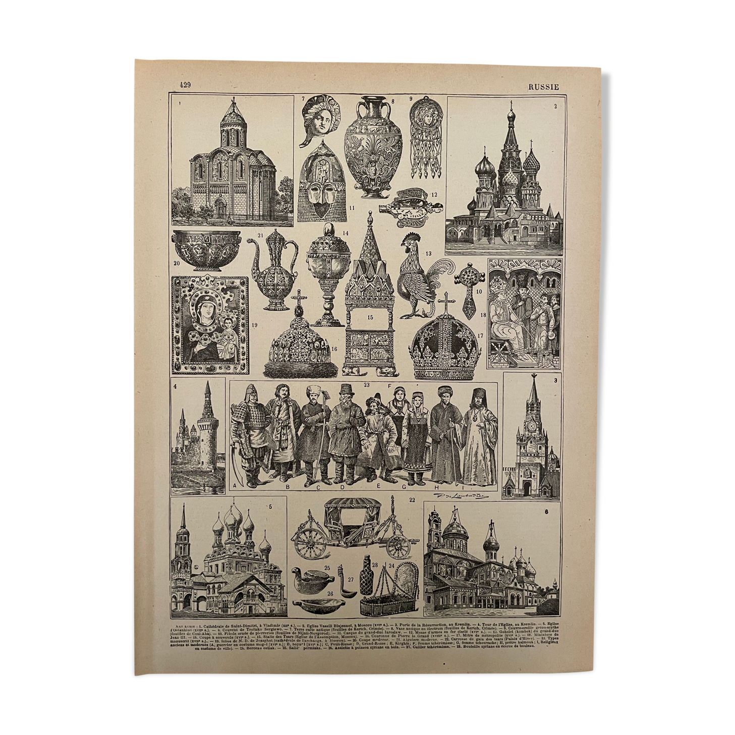 Lithograph engraving on the art of Russia from 1897