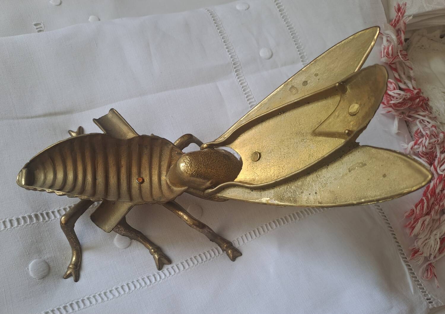 Large brass fly ashtray