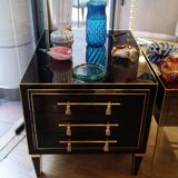Pair of nightstands in stained glass and brass