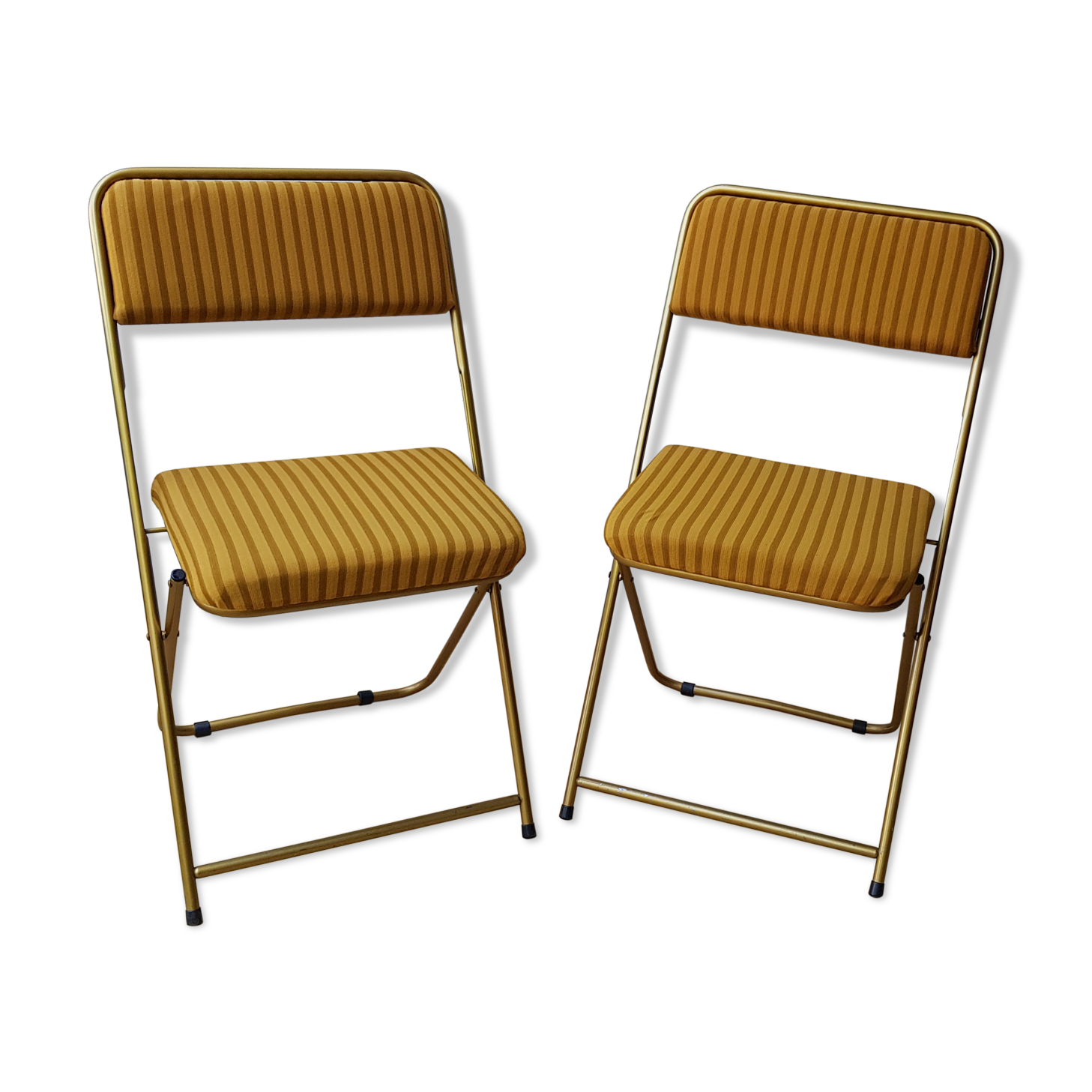 70's orange velvet folding chairs