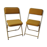 70's orange velvet folding chairs