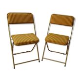70's orange velvet folding chairs