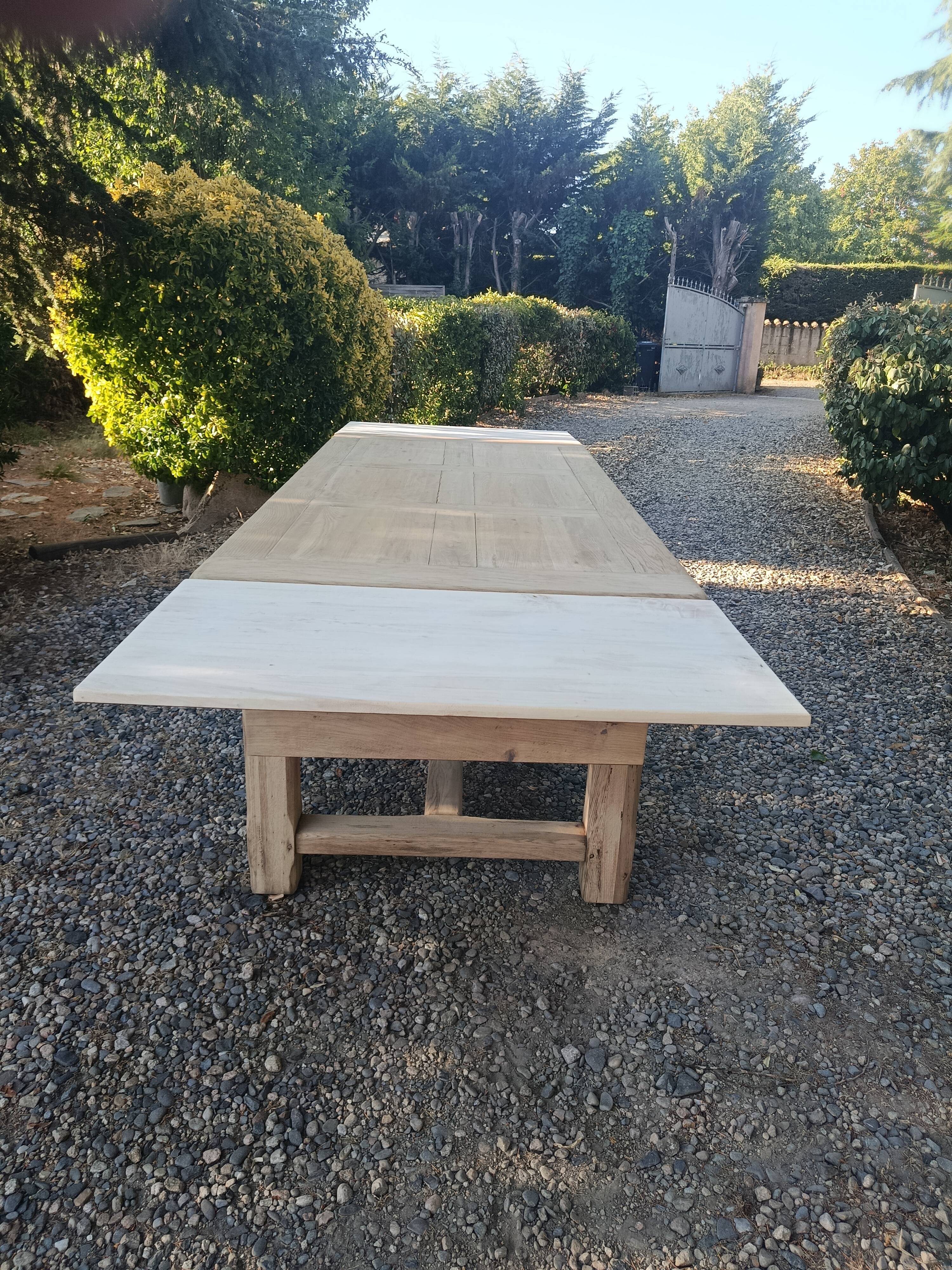 Solid oak farmhouse table with extension