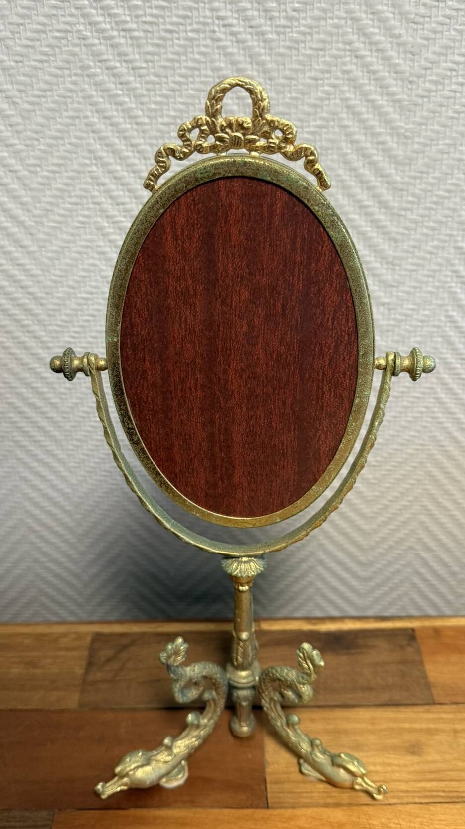 Empire style table mirror in gilded bronze