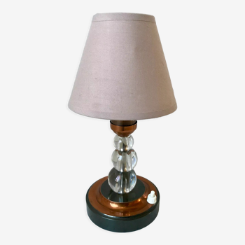 Lampe à poser en cuivre et verre art déco années 30