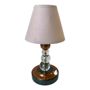 Lampe à poser en cuivre et verre