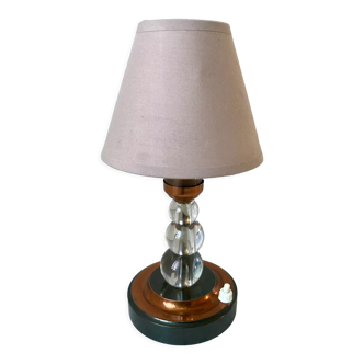 Lampe à poser en cuivre et verre art déco années 30