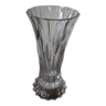 Grand Vase verre transparent structuré ciselé