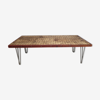 Rusic coffee table pin and mahogany legs