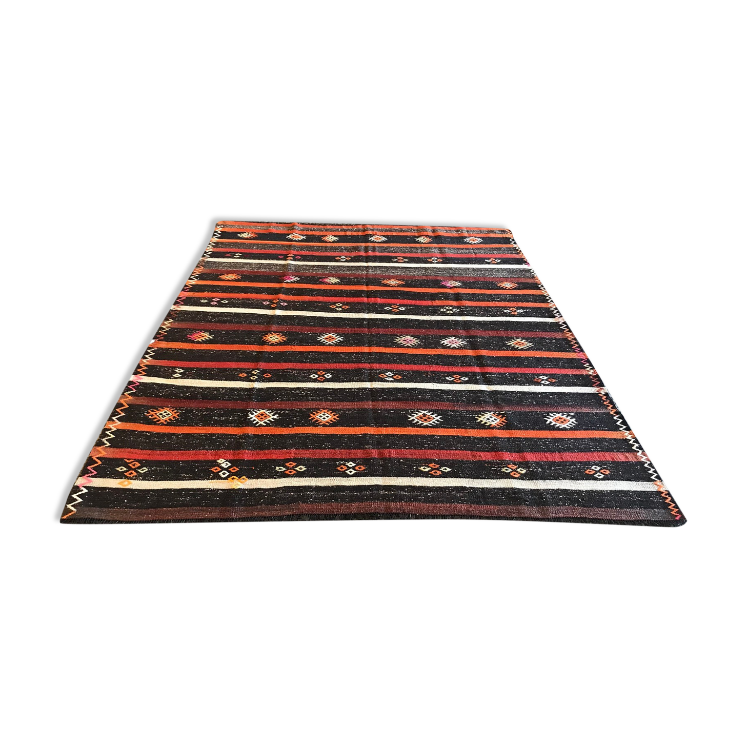 Vintage handmade boho kilim rug