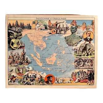 Old map poster of Indochina and Insulinde - JP Pinchon - 1940