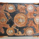 Chinese tray in mother-of-pearl and soapstone