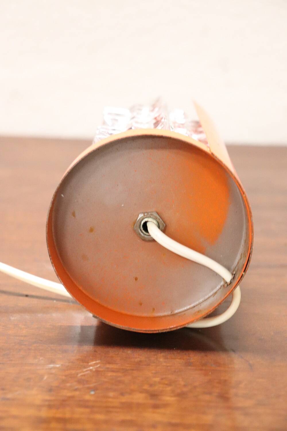 Murano Glass and Orange Metal Table Lamp, Italy, 1950s