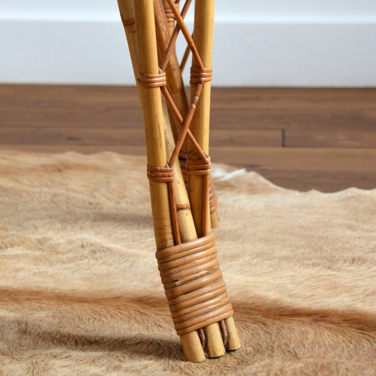 Vintage bamboo and rattan dining table 1960s