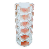 Small transparent and pink glass vase 1960