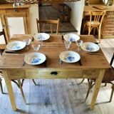 Farm table set 4/6 people and three bistro chairs