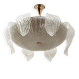 Vistosi Mid-Century Modern Italian Murano Glass and Brass Chandelier, 1960