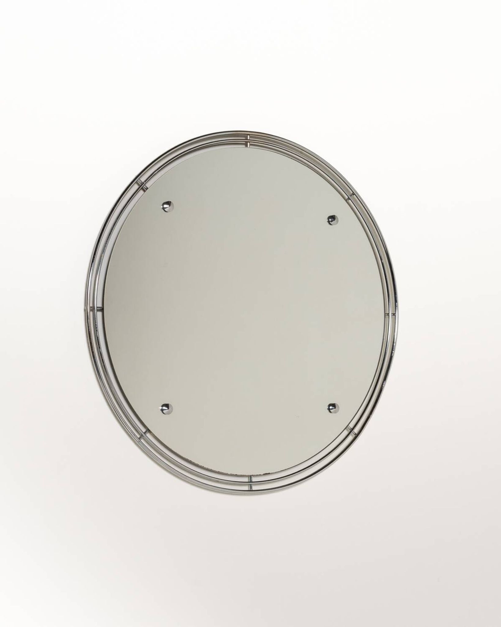 Chrome-plated metal wall mirror, second half of the 20th century