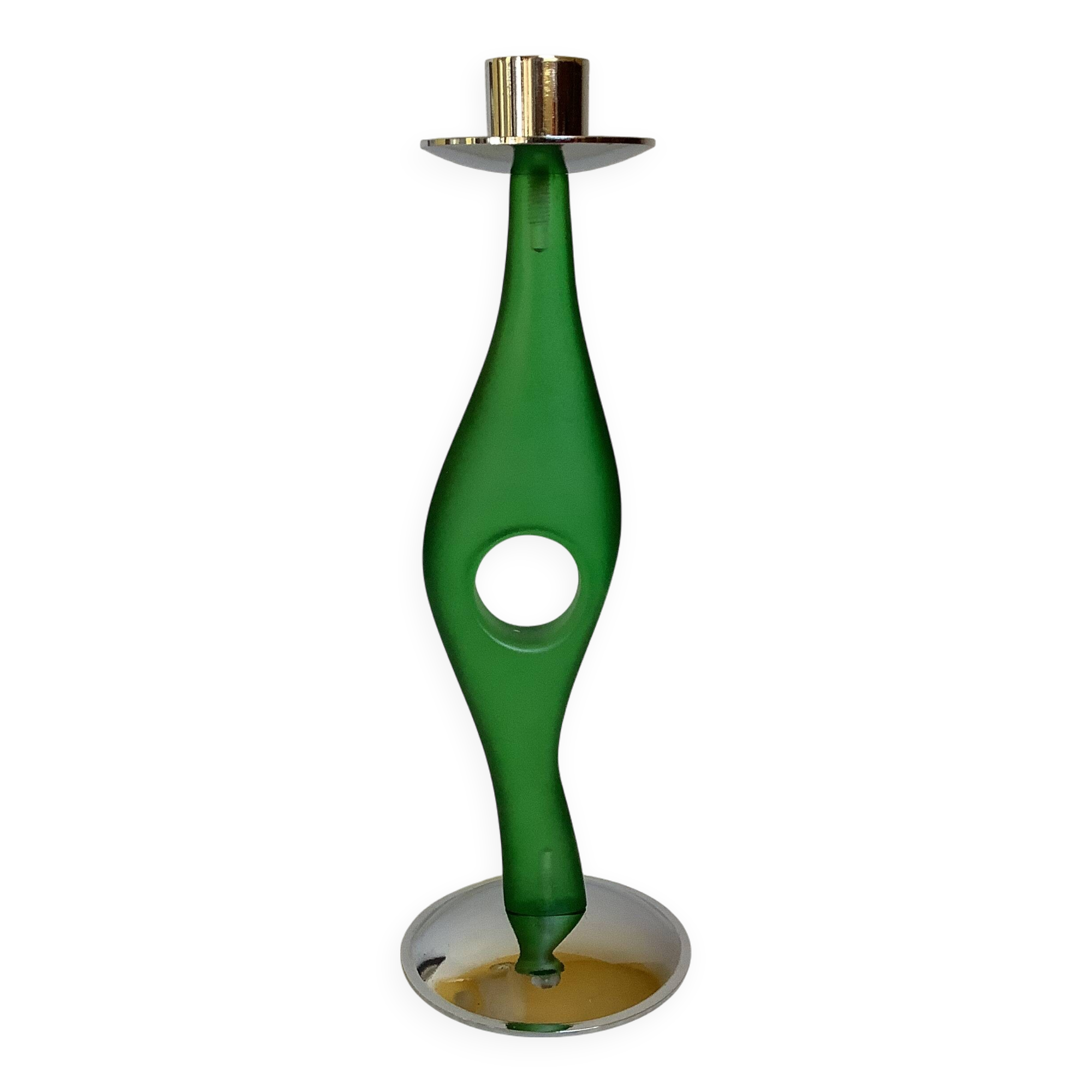 Green free-form candle holder