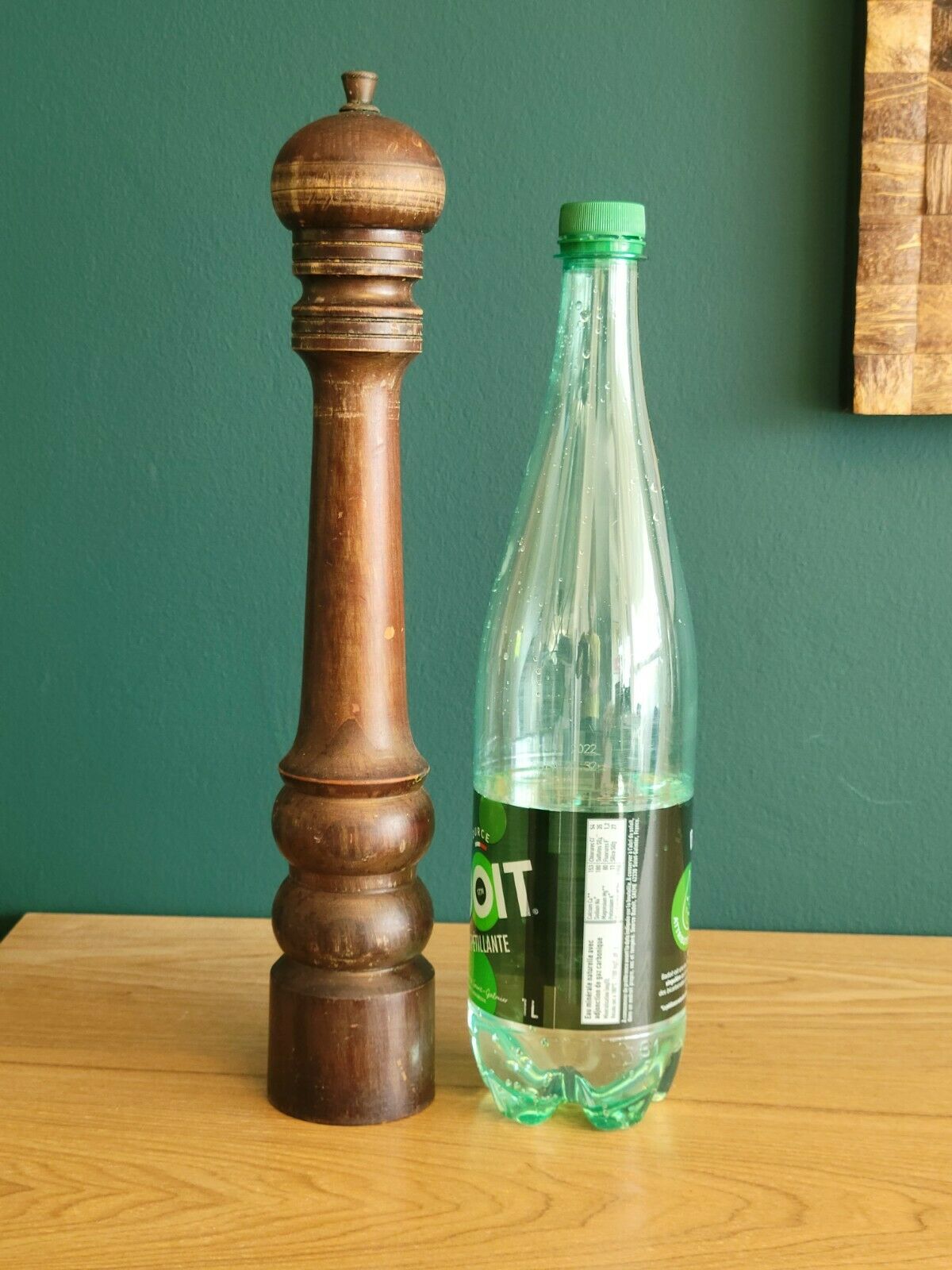 Moulin à poivre vintage en bois H 36,5 cm