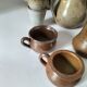 Vintage stoneware country house brunch service – teapot and bowls