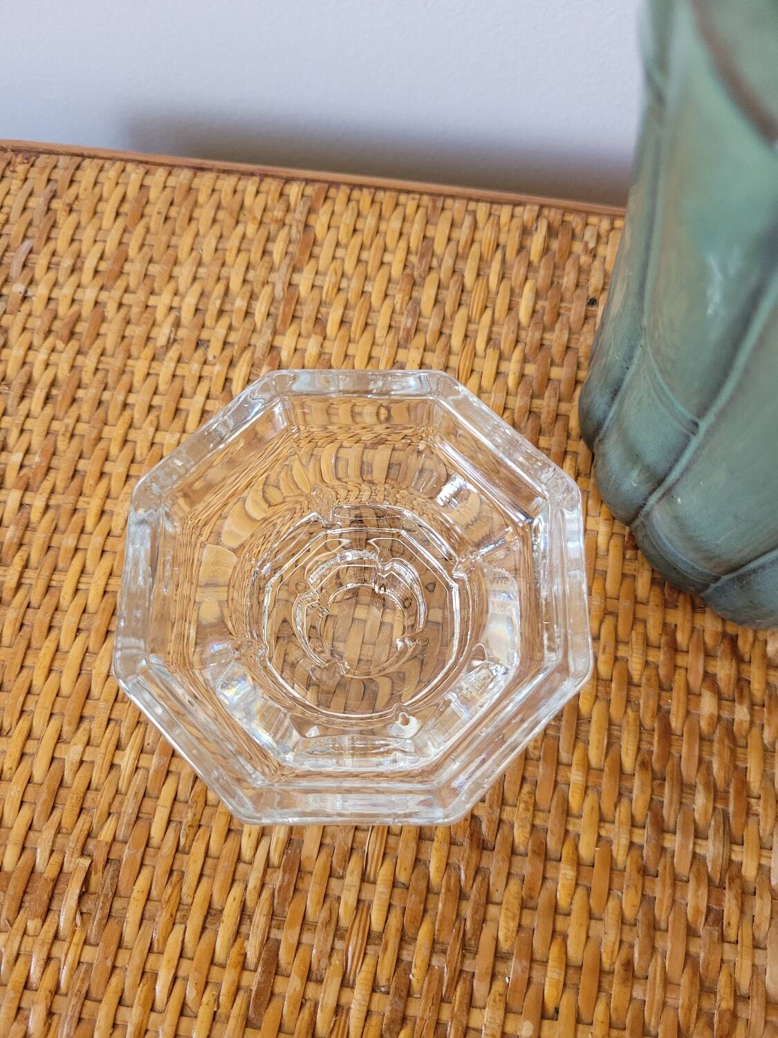 Hexagonal glass candle holder