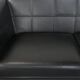 Art Deco  black leather 2.5-seater design sofa with beautiful woodwork