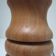 Pied de lampe XL bois massif veiné tourné vintage