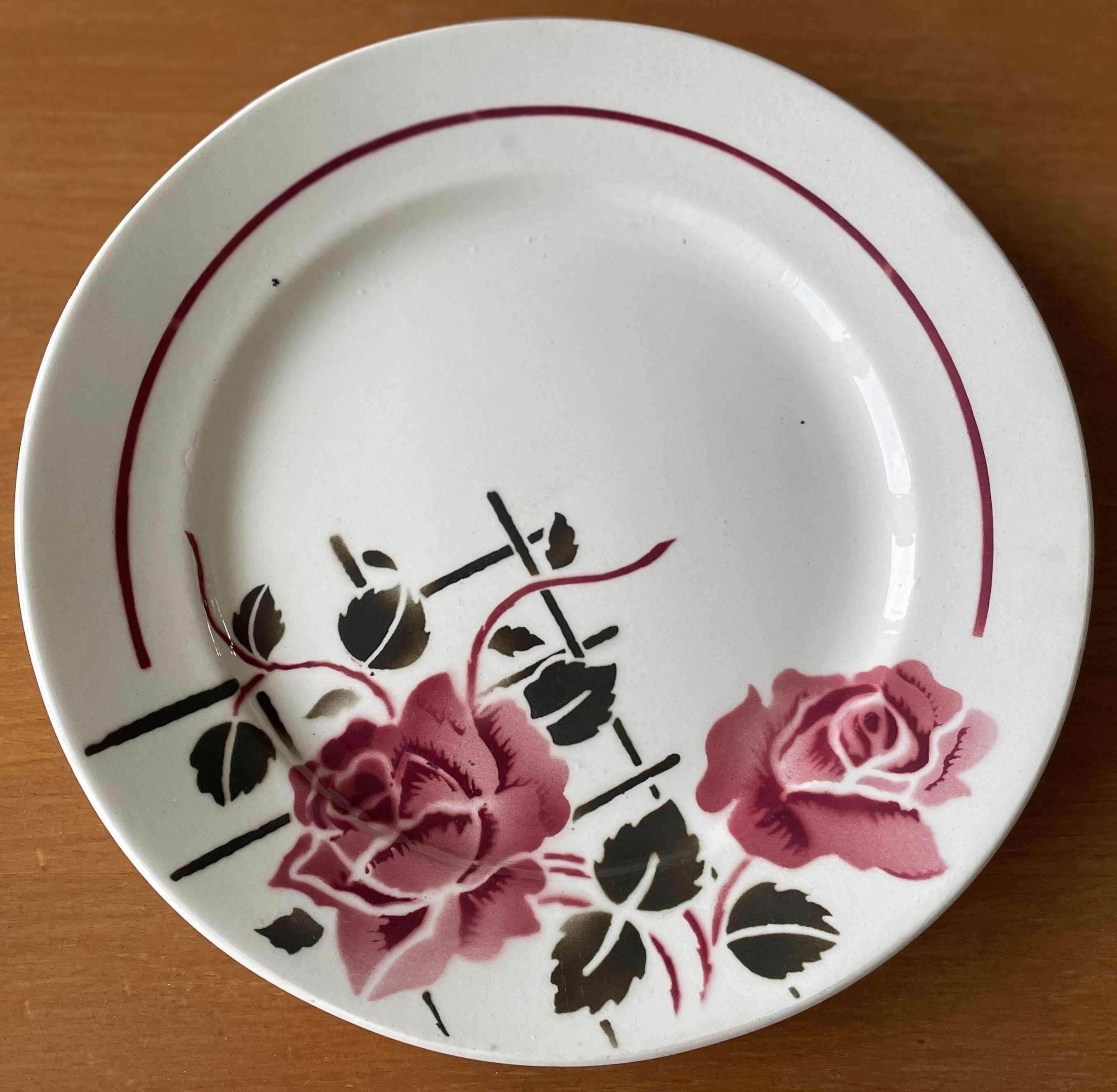 6 antique flat plates in faience from badonviller