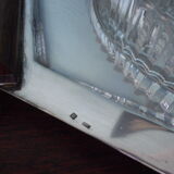 5-compartment thick glass servant - Silver metal with punch - Wooden handles - 1950/60