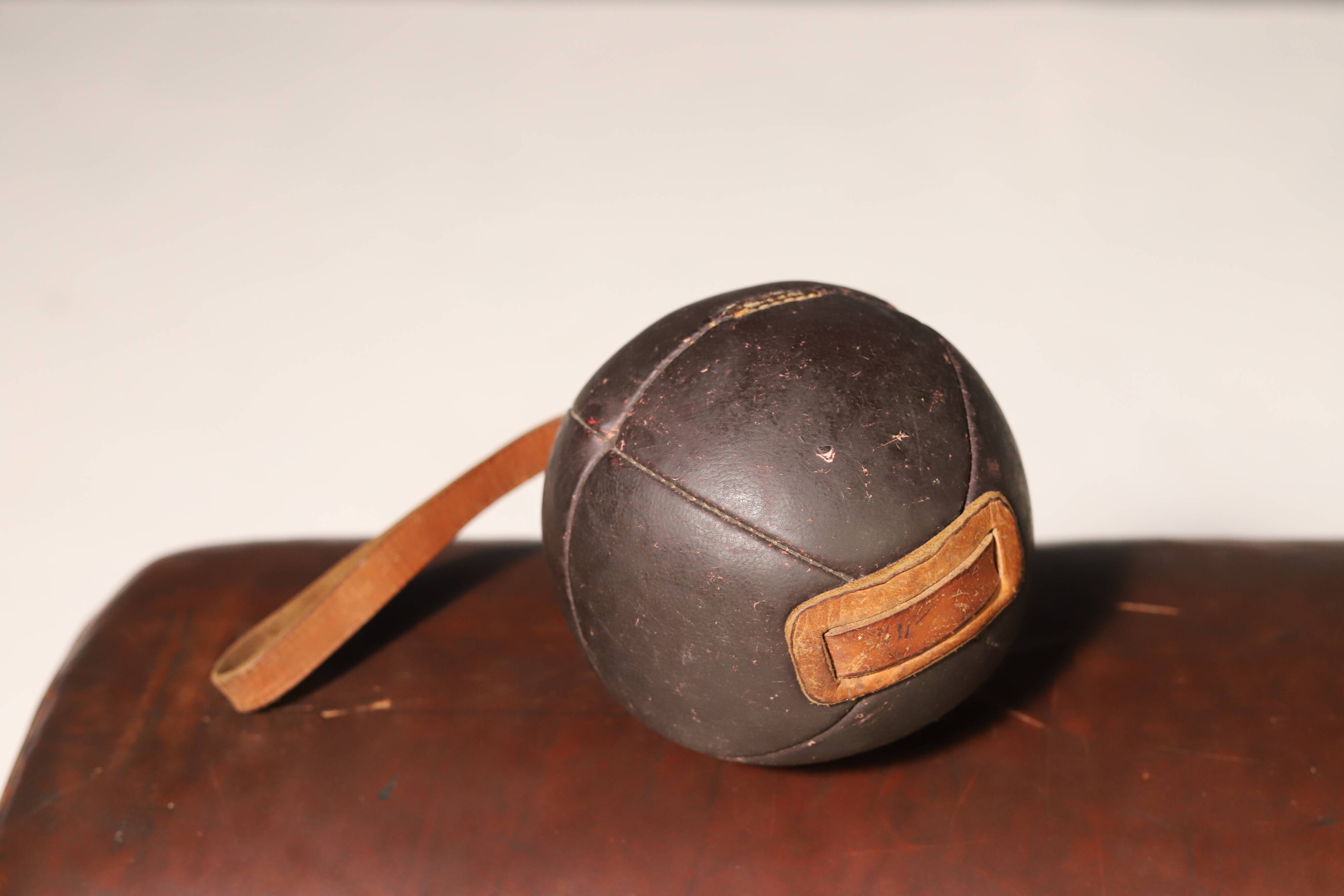 Large Vintage Leather Medicine Ball